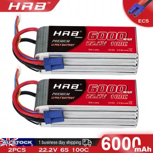 2x 6S 22.2V 6000mAh LiPo Battery 100C EC5 for RC Helicopter Airplane Boat Plane - Picture 1 of 6