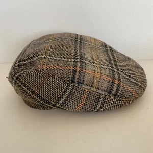 Berretto piatto vintage taglia media tweed misto lana a scatto nascosto multicolore a quadri - Foto 1 di 10