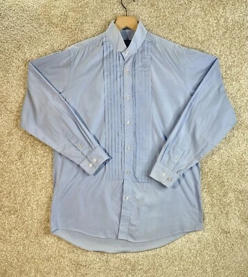 Camisa Valentino Para Hombre Grande Esmoquin Azul Claro Plisado Foto 1 de 4