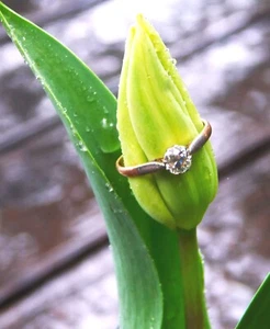 Antique European Earth Mined Old Cut 0.75ct Yellowish Diamond Ring, 14K+Platinum - Picture 1 of 10