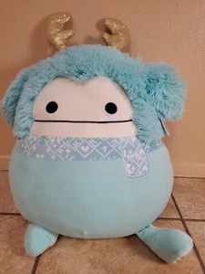 Neu Kellytoy Squishmallow 16" Joelle Winter blau Bigfoot Yeti mit Geweih - Bild 1 von 6