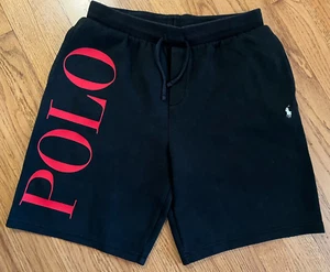 Polo Ralph Lauren Logo Double Knit Shorts Kids Boys Size XL (18-20) Black Red - Picture 1 of 13