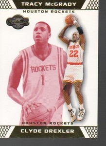 TRACY MCGRADY / CLYDE DREXLER 2007-08 TOPPS CO-SIGNERS GOLD RED #45   /100