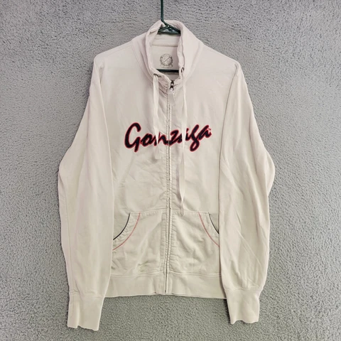 Gonzaga Bulldogs Jacket Womens XL Extra Large White Full Zip Mock Neck Pockets Cover