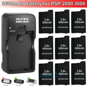 1-10x 3600mAH 3.6V Battery Pack+ Wall Charger FOR PSP 2000 2001 slim 3000 3001 - Picture 1 of 34