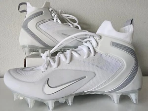 Nike Alpha Huarache 8 Elite LAX Lacrosse Cleats White Silver Size 10 CW4440-110 - Picture 1 of 7