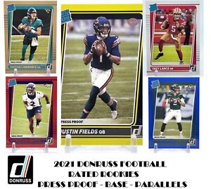2021 Panini Donruss Football RATED ROOKIES Base Opic Color Press Proof Parallels
