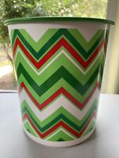TUPPERWARE One Touch Canister Jolly Holiday Christmas Green Red #2416B-1 w/ Lid