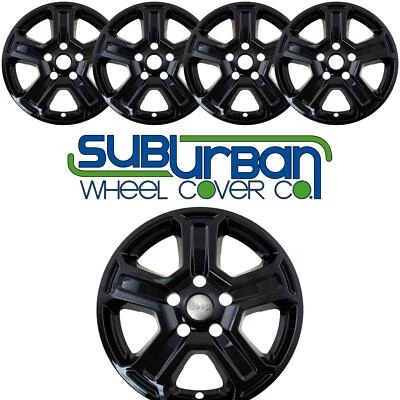 Jeep Wrangler Sport S # 7920-GB 2018-2023 17" negro brillante cubiertas de rueda juego nuevo/5 Foto 1 de 4