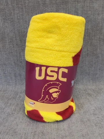NCAA USC Trojans Fleece Micro Throw Blanket 46x60 Micro Halftone Red Yellow New Cover