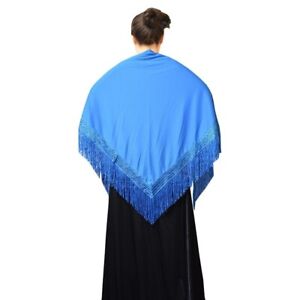 Ladies Flamenco Spanish Plain Aqua Blue Shawl Cover Up Wrap Dance Fancy Dress