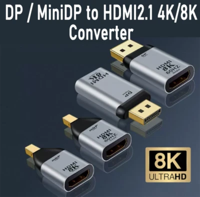 DP / MiniDP to HDMI2.1 4K/8K Converter Head Displayport High-Definition Adapter - Image 1 of 4
