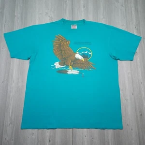 Vintage Eagle Hemd Herren XL türkis Oneita Einzelnaht Indianer New Mexico 90er - Bild 1 von 13