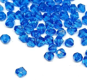 119 pezzi perline acriliche bicono sfaccettate blu scuro trasparenti 5 mm fai da te artigianato - Foto 1 di 2