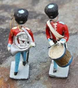 Old British Tin Marching Soldiers Band Members 2 Inch Hand Painted - Picture 1 of 6