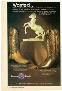 1984 Hondo Vintage Print Ad Western Rodeo Cowboy Boots White Stallion El Paso - Picture 1 of 1