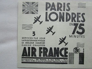 12/1938 PUB COMPAGNIE AIR FRANCE AIRLINE PARIS LONDRES AVION AVIATION AD - Picture 1 of 2
