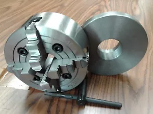 6" 4-JAW LATHE CHUCK w independent jaws w 2-1/4"-8 adapter semi-finish #0604F0 - Picture 1 of 4