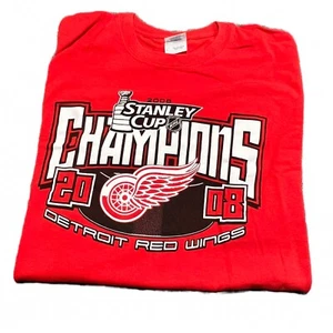 Vintage Detroit Red Wings 2008 Stanley Cup Champions Mens T-shirt Large Red - Picture 1 of 7