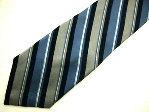 Calvin Klein Herren Krawatte Krawatte dunkelblau grau gestreift 59" Karriere - Bild 1 von 4