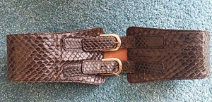 Vintage Wide Snakeskin Gray Belt with Buckles, Women's Small - Picture 1 of 6