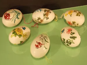 6 Vintage selten alte echte v. Künstlern handbemalte Hühner Eier Oster Strauß - Bild 1 von 4