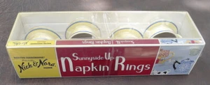 Nick & Nora  Napkin Ring Set Sunnyside Up Coffee Cup Sets  Boston Warehouse NIB - Picture 1 of 5
