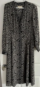 Michael Kors Long Sleeve Dress Front Fastening Black /cream Size S - Picture 1 of 7