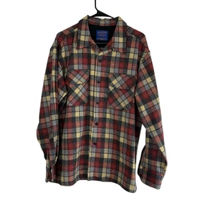 Vintage Pendleton Board Shirt Men Size Large  Multicolor Plaid Wool 60s 70s - Picture 1 of 19