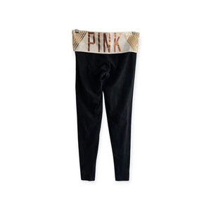Victoria's Secret Pink Yoga Black Pants Women Size XS Pink Logo - Picture 1 of 5