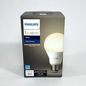 Philips Hue White Single A19 Bulb LED 9.5W 840 Lumens E26 Dimmable New Sealed - Picture 1 of 4