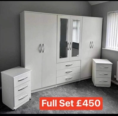 Brand New 6 Doors Cupboard/Wardrobe With 2x Bedside Drawers Only £450 SALE ❤️ - Image 1 of 4