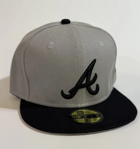 Atlanta Braves New Era Two Tone Black & Grey 59FIFTY 7 1/2 Fitted Hat MLB - Picture 1 of 6