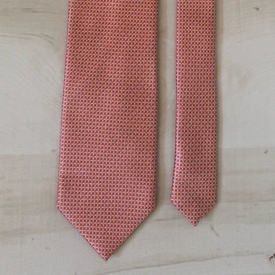 Corbata tejida geométrica melón 100 % seda David Donahue hecha en EE. UU. NUEVA CON ETIQUETAS Foto 1 de 4