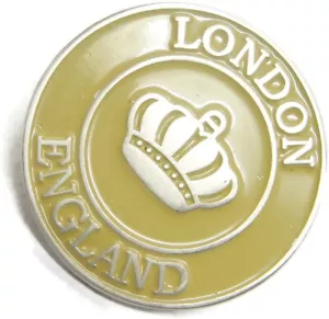 Prendedor de solapa redondo Londres Inglaterra corona vintage - Imagen 1 de 8