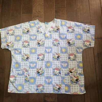 Scrub H.Q. Women’s Baby Popeye Olive Oil V- Neck Pockets Scrub Top (NO SIZE TAG) - Image 1 of 4