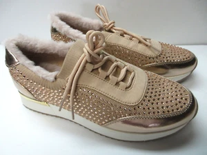 Kenneth Cole Sneakers Reaction Cari Lace Up Faux Fur Beige Size 9M NEW - Picture 1 of 9