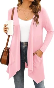 NEU Damen leichter Pullover, LRG, enge Feinstrick offene Strickjacke, PINK - Bild 1 von 8