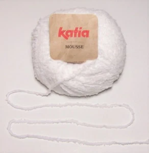 LOT of 10 balls Katia MOUSSE Soft Fluffy Nylon worsted knitting yarn #1 WHITE - Picture 1 of 1