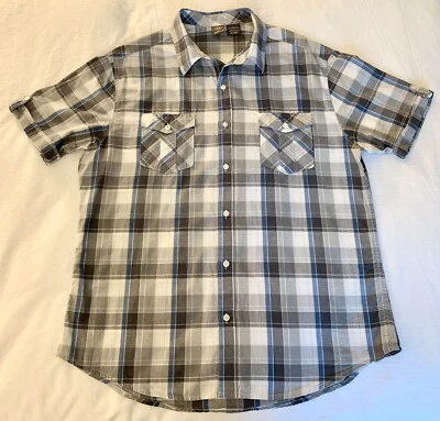 Vintage Hang Ten Shirt Men's 2XL Short Sleeve Button Down Blue And Gray Western - Image 1 of 4