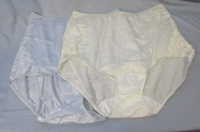 Panty Shadowline 100 % nailon brillante y encaje 2pr nuevo sin etiquetas talla 7 plateado/marfil Foto 1 de 4