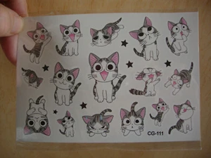 Cats Cartoon cute Multi Temporary Tattoo sheet Kid-Adult BRAND NEW type CG-111 - Picture 1 of 3