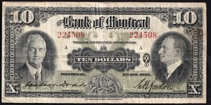 1935 Bank Of Montreal $10 Ten Dollar Cat#60-04 Chartered Banknote Rare - Picture 1 of 2