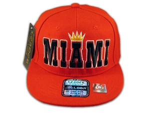 Miami Snapback Red Baseball Adjustable Hat Cap Flat Bill - Picture 1 of 4