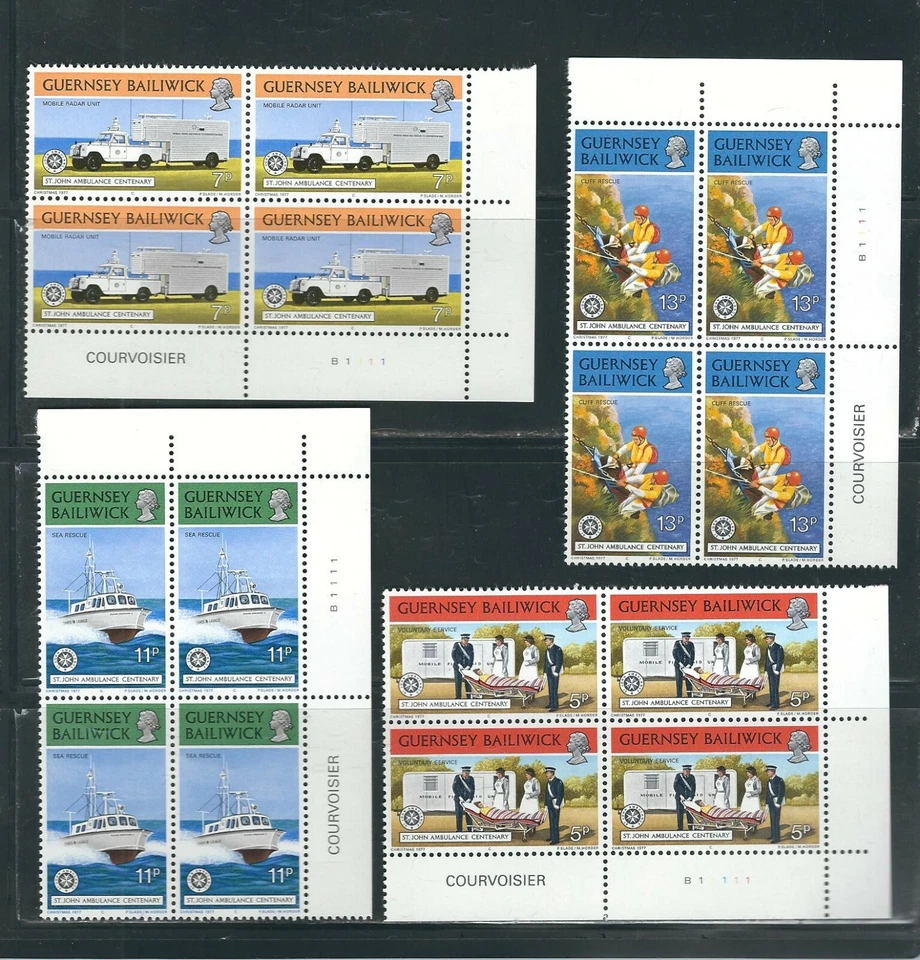 Guernsey SC # 153-156 ST. John Ambulance Assoc Centenary. Блоки, как новые без наклеек и следов - Изображение 1 из 1