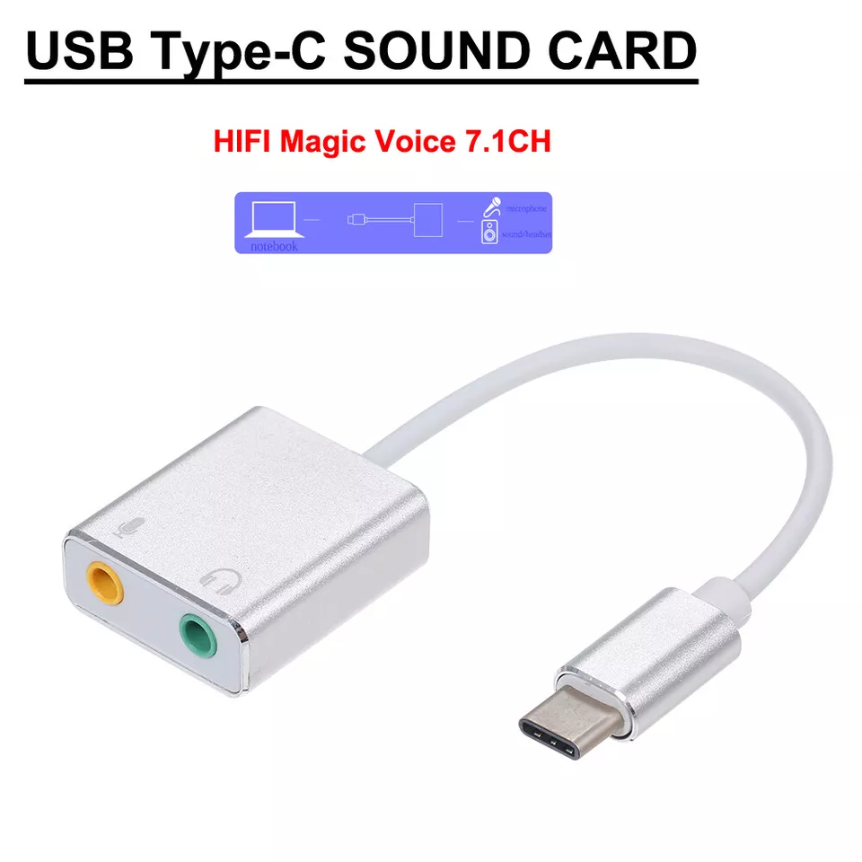 USB-C Externe Soundkarte 7.1 Stereo Audio Mikrofon Adapter für iPhone iPad Pro - Bild 1 von 4