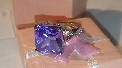 925 Ring silberf. lilafarb. Stein Gr. ca.17 mit Ringständer - Bild 1 von 4