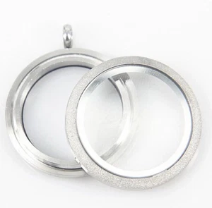 30mm 316 Stainless Steel Memory Living Glass Charm Locket - Picture 1 of 2
