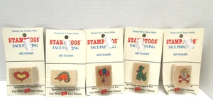 NEW 5 Stamptoos Art Rubber Wood mounted Stamps for Face Painting Graftobian - Picture 1 of 4