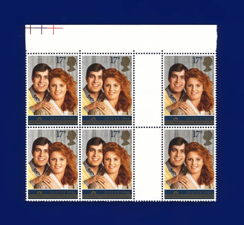 1986 SG1334 17p Royal Wedding W670 Gutter Block (6) Unmounted Mint MNH cuei Cover